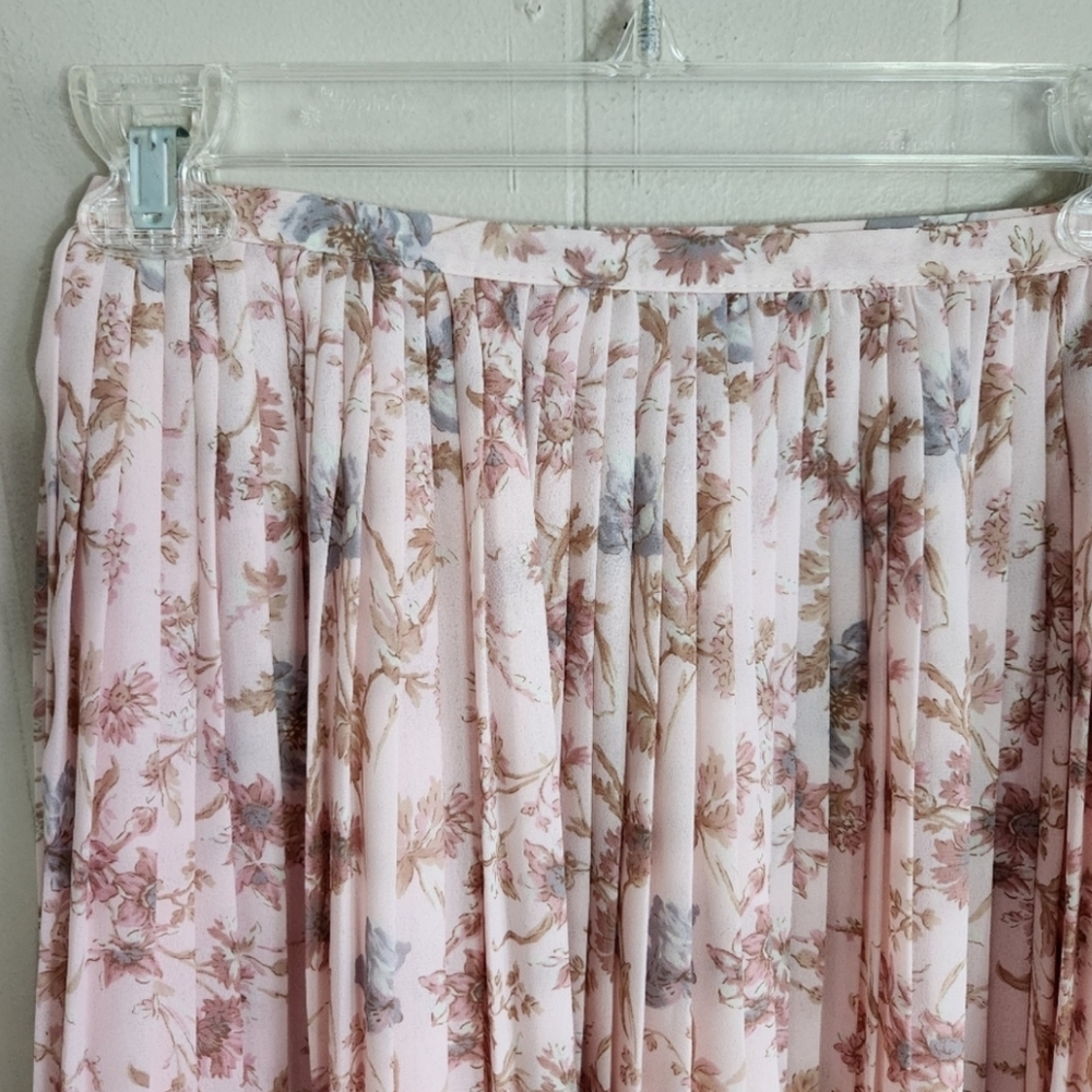 Laura Ashley accordion pleat pleated skirt blush pink floral print plisse size 6 - Picture 4 of 10